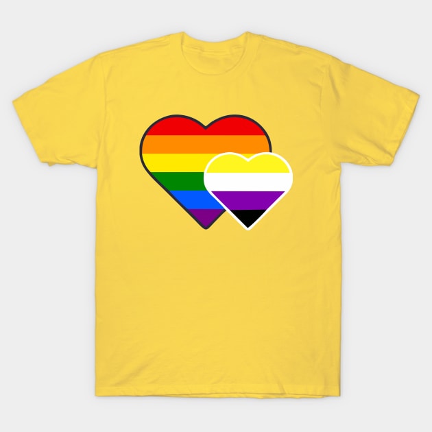 Non-Binary Double Heart T-Shirt by Blood Moon Design